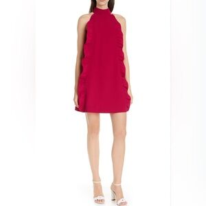 Ted Baker London Torriya Ruffle Halter Dress Size 2 (US 4-6) Deep Pink Pockets!